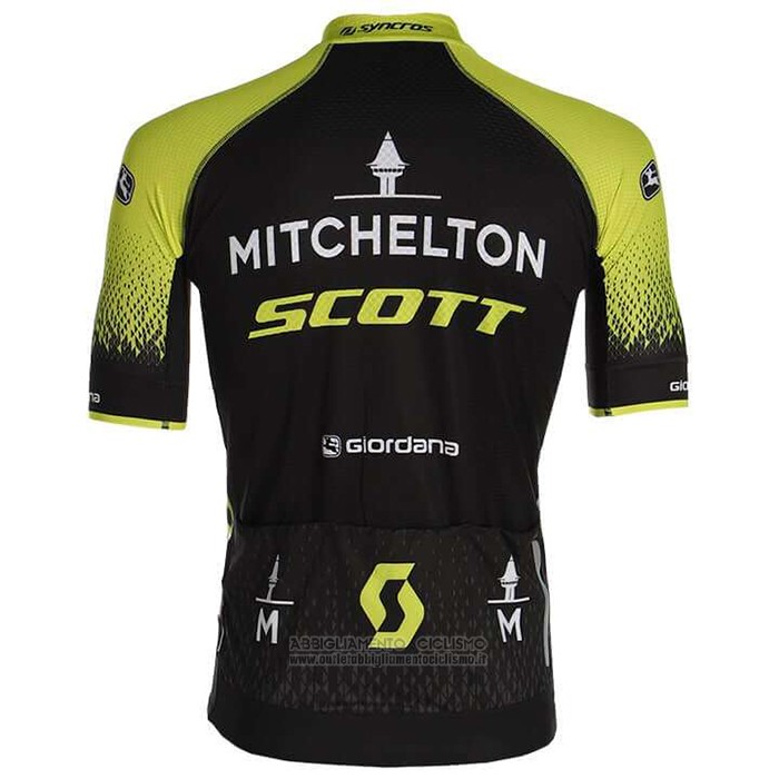 2020 Abbigliamento Ciclismo Mitchelton-Scott Nero Giallo Manica Corta e Salopette